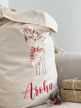 Load image into Gallery viewer, Personalised santa sack // elegant reindeer sister