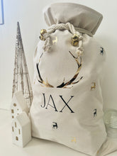 Load image into Gallery viewer, Personalised Santa Sack // Golden antler