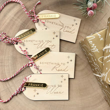 Load image into Gallery viewer, Want, Need, Read, Wear Gift tag set // Personalised Christmas gift tags