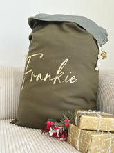 Load image into Gallery viewer, Customised green santa sack