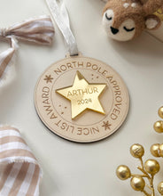 Load image into Gallery viewer, Personalised Nice list Ornament // Christmas decor