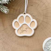 Load image into Gallery viewer, Dog paw personalised ornament