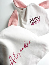 Load image into Gallery viewer, Personalised easter gift bag// white & pink // Cotton