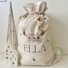 Load image into Gallery viewer, Personalised Santa Sack // FLORAL antler