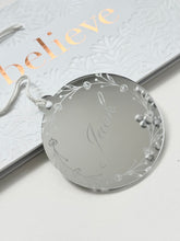 Load image into Gallery viewer, Personalised wreath ornament //acrylic mirror ornament