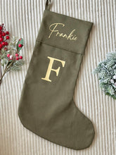 Load image into Gallery viewer, Personalised Christmas Stocking / Olive green