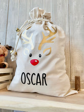 Load image into Gallery viewer, Personalised Christmas Santa Sack // Rudolph Christmas Santa Sack