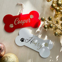 Load image into Gallery viewer, Bone Ornament // Personalised // Acrylic Dog Christmas Ornament