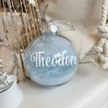 Load image into Gallery viewer, Soft Blue Feather Bauble // Personalised