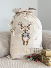 Load image into Gallery viewer, Personalised santa sack // little Reindeer brother
