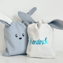 Load image into Gallery viewer, Personalised easter gift bag // white and blue
