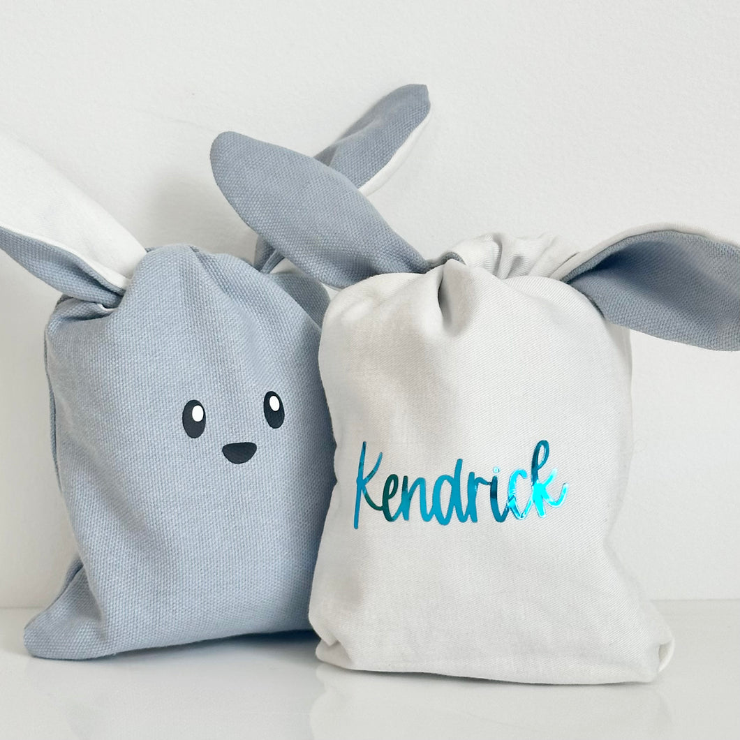 Personalised easter gift bag // white and blue