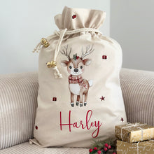 Load image into Gallery viewer, Personalised santa sack // little Reindeer sister
