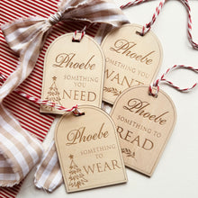 Load image into Gallery viewer, Want, Need, Read, Wear Gift tags // Personalised Christmas gift tags
