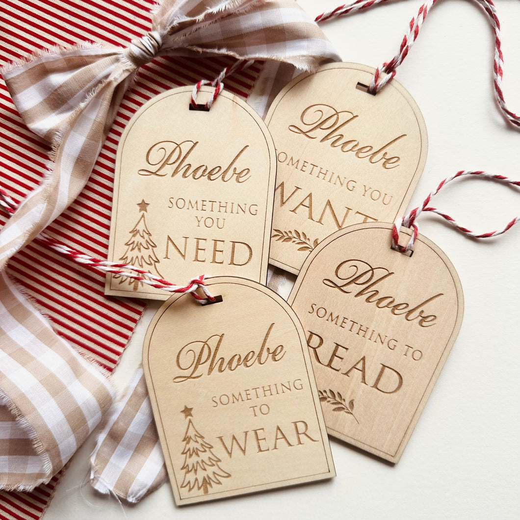 Want, Need, Read, Wear Gift tags // Personalised Christmas gift tags