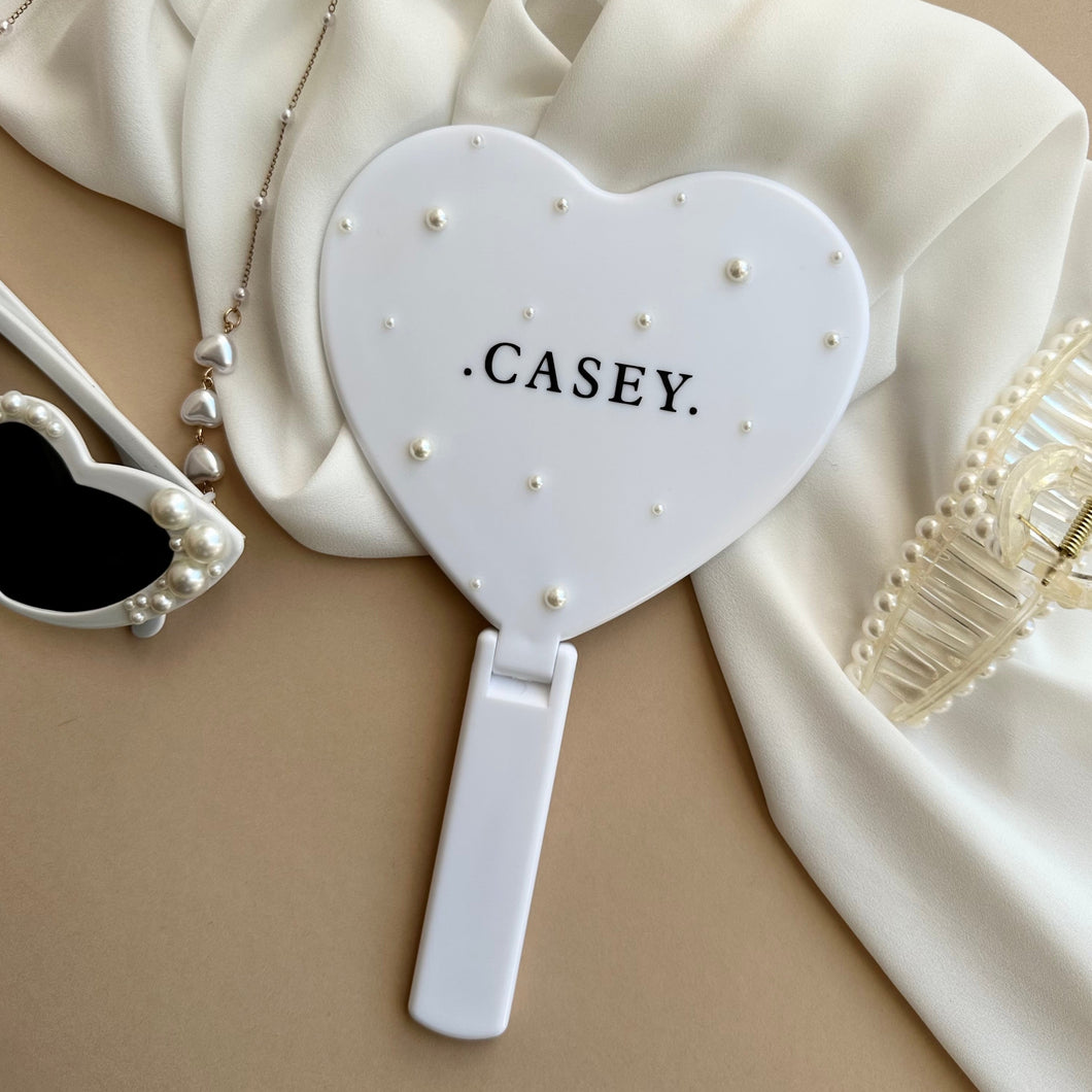 Personalised Mirror  // Pearl heart mirror // Gift idea