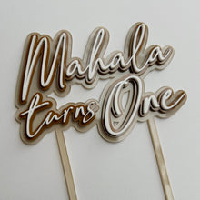 Load image into Gallery viewer, X3 layer Acrylic cake Topper // Personalised message cake Topper // Acrylic topper
