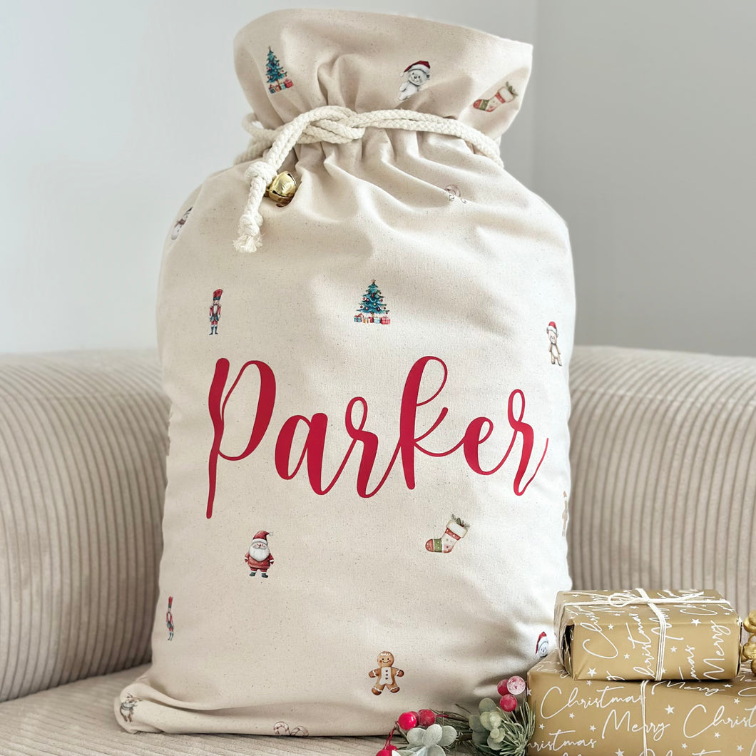 Personalised santa sack // Christmas icons melody