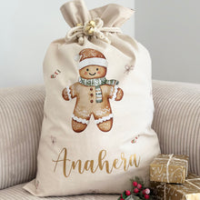 Load image into Gallery viewer, Personalised santa sack // gingerbread style
