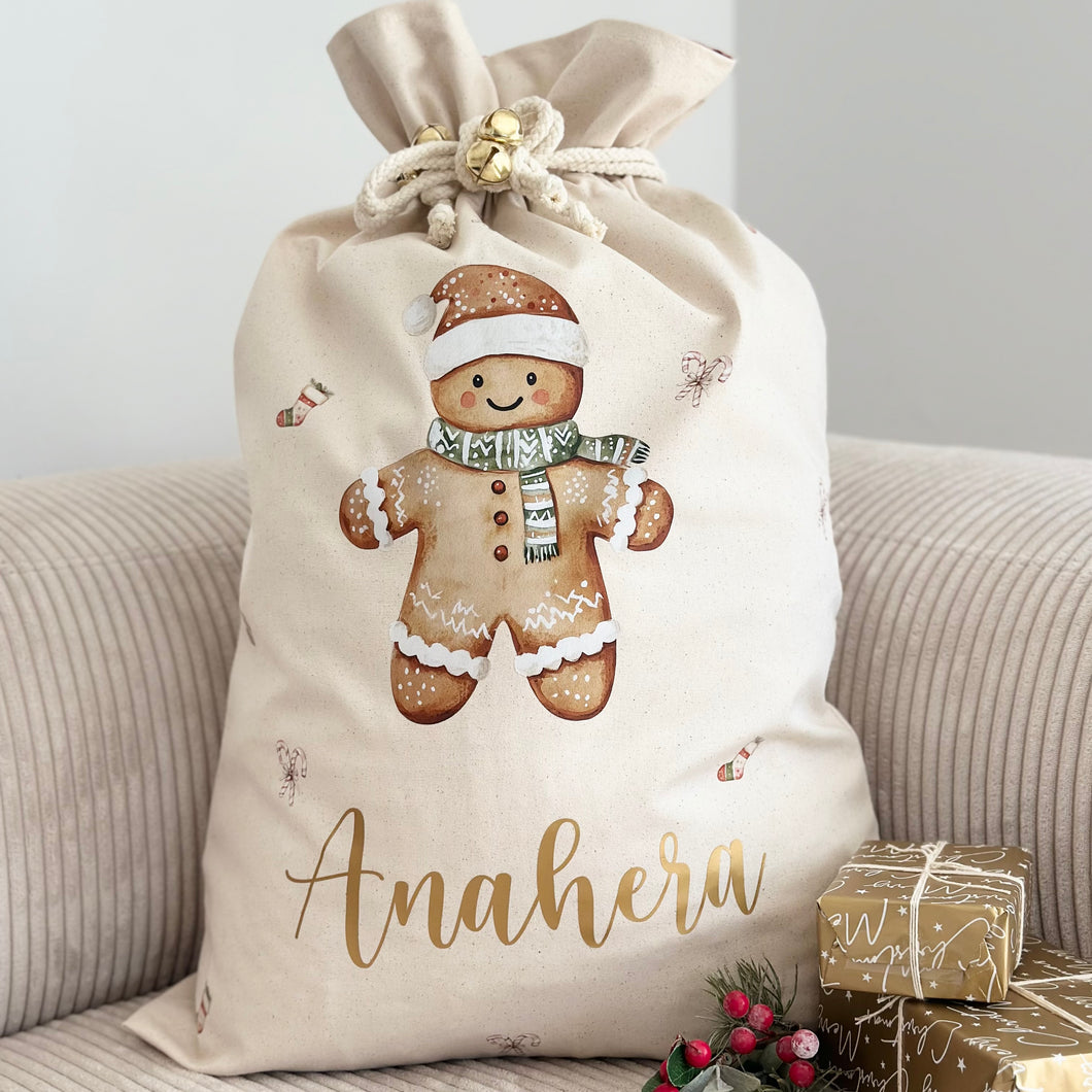 Personalised santa sack // gingerbread style