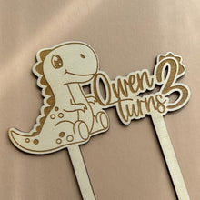 Load image into Gallery viewer, T-Rex Personalised Cake Topper // Engraved Wooden
