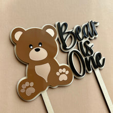 Load image into Gallery viewer, Bear Birthday Cake Topper // Personalised Bear Topper
