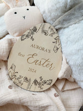 Load image into Gallery viewer, Personalised Easter Egg Plaque // Floral // Easter Basket Filler
