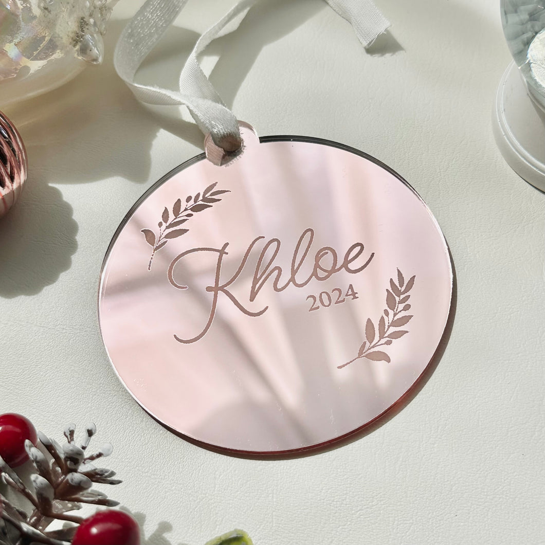 Personalised mirrored acrylic   Ornament // Christmas ornament disc