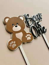 Load image into Gallery viewer, Bear Birthday Cake Topper // Personalised Bear Topper
