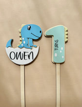 Load image into Gallery viewer, Dinosaur Cake Topper // x2 piece // Personalisable
