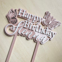 Load image into Gallery viewer, Butterfly Cake Topper // personalised Cake Topper
