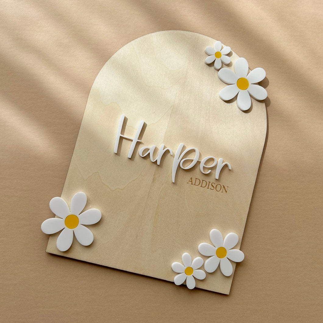 Name Arch Plaque // FLOWERS // Personalised