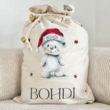 Load image into Gallery viewer, Personalised christmas sack // Christmas white bear
