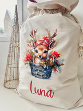 Load image into Gallery viewer, Personalised Christmas Santa Sack // Sweet Reindeer Christmas Santa Sack
