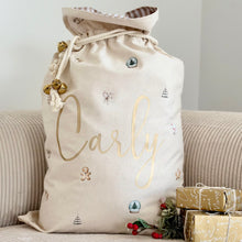 Load image into Gallery viewer, Personalised santa sack // Christmas icons boho
