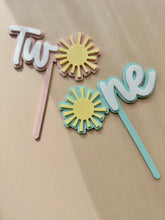 Load image into Gallery viewer, TWO Sun Cake Topper // Acrylic // Personalised
