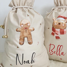 Load image into Gallery viewer, Personalised Santa Sack // Gingerbread
