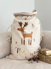 Load image into Gallery viewer, Personalised christmas sack // Quirky Reindeer

