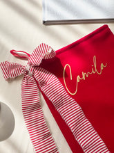 Load image into Gallery viewer, Personalised VELVET Christmas Stocking // RED
