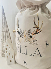 Load image into Gallery viewer, Personalised Santa Sack // FLORAL antler
