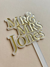 Load image into Gallery viewer, Personalised surname Wedding Cake Topper // wedding Acrylic cake topper
