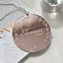 Load image into Gallery viewer, Personalised wreath ornament //acrylic mirror ornament
