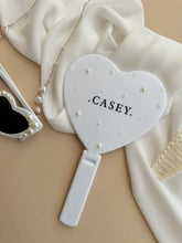 Load image into Gallery viewer, Personalised Mirror  // Pearl heart mirror // Gift idea
