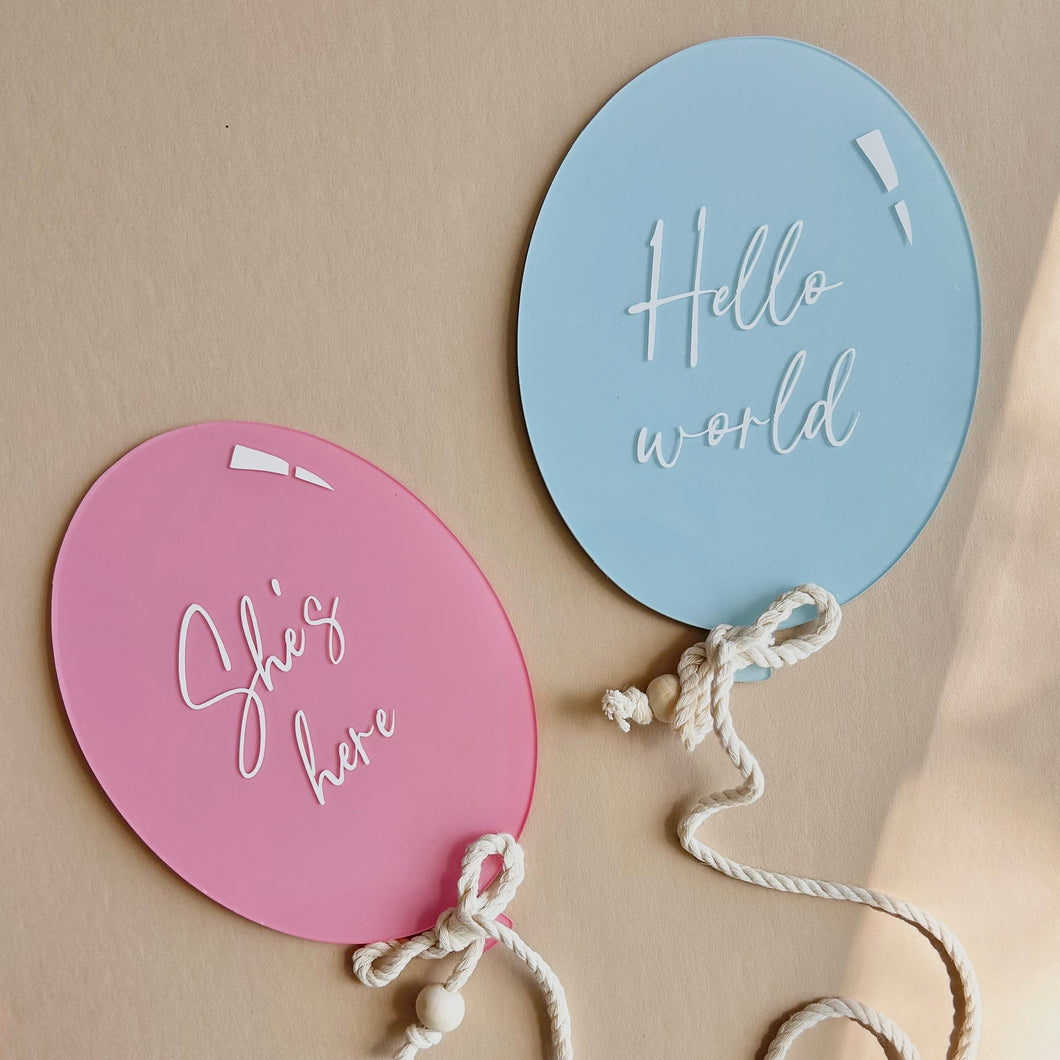 Acrylic Balloon announcement Plaque