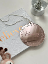 Load image into Gallery viewer, Personalised wreath ornament //acrylic mirror ornament
