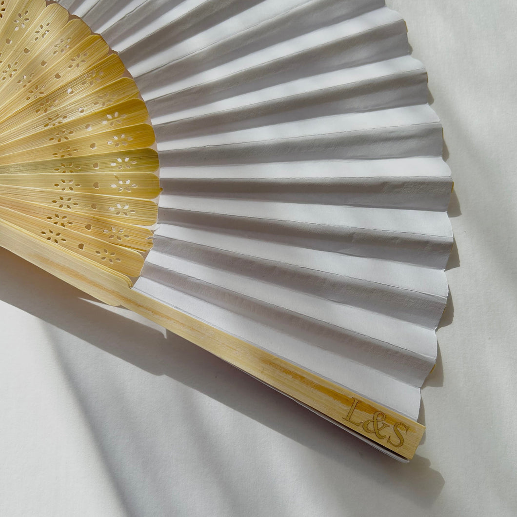 Bamboo & Paper fan // Personalised initials // Wedding gifts