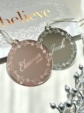 Load image into Gallery viewer, Personalised wreath ornament //acrylic mirror ornament
