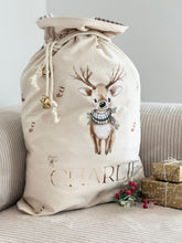 Load image into Gallery viewer, Personalised santa sack // little Reindeer brother
