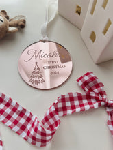 Load image into Gallery viewer, First Christmas Ornament // personalised Mirrored Acrylic Christmas tree decoration
