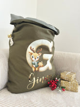 Load image into Gallery viewer, Personalised santa sack // Green christmas sack
